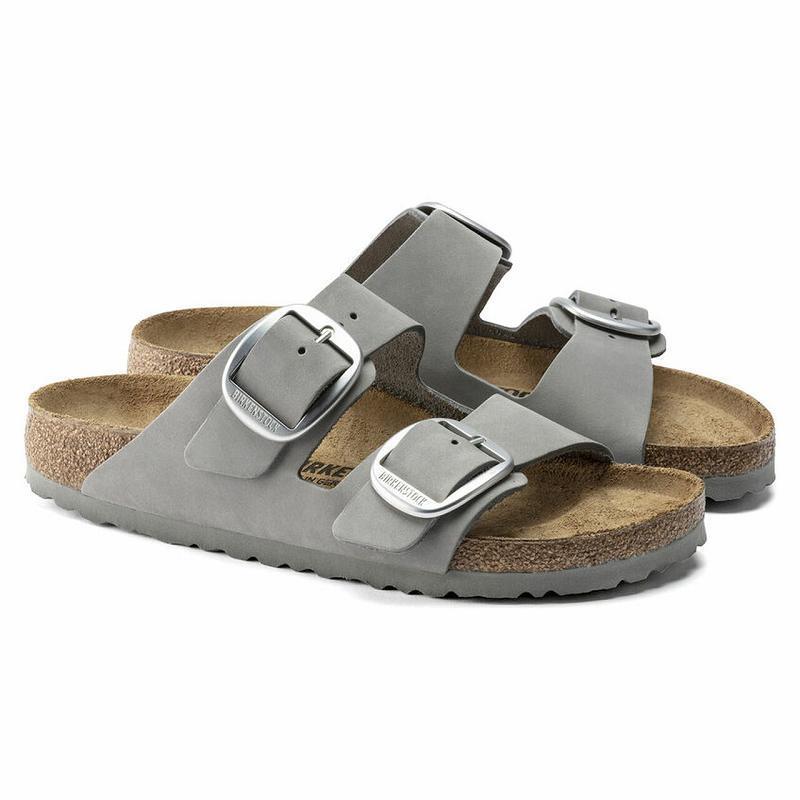 Birkenstock Big Přezkou Nubuck Læder Arizona Dame Grå | DK 467FDN